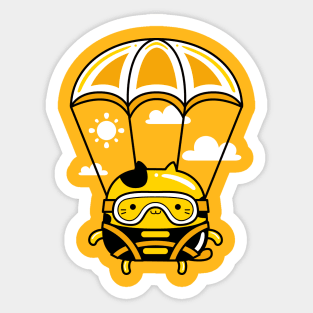 yellow cat parachute skydiver profession Sticker